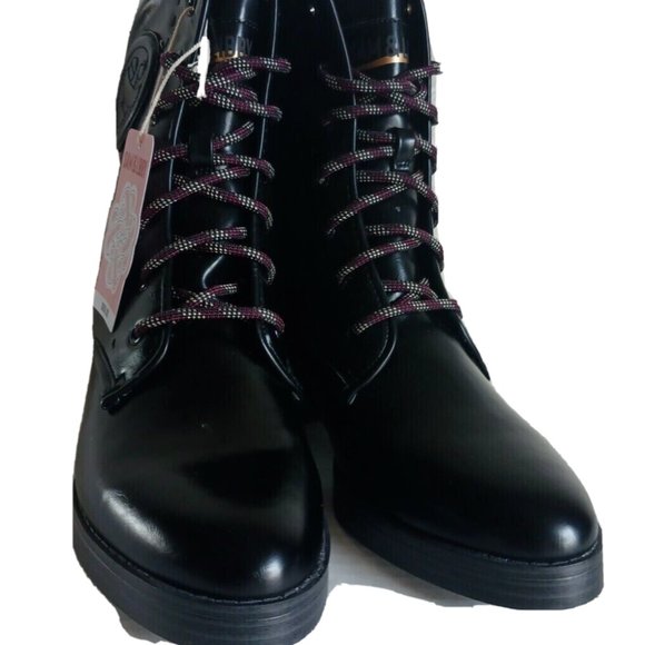 Sam & Libby Women's Melanie Black Combat Boots Gothic Stitched Embroidered Crest - Picture 13 of 17